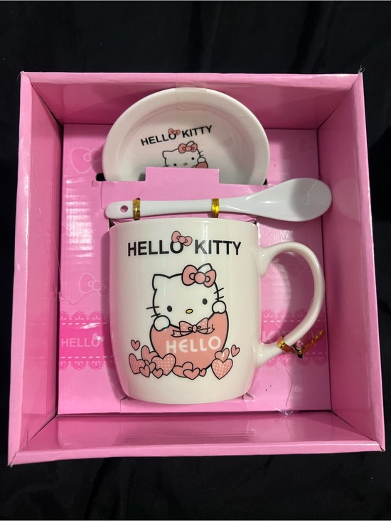 Hello Kitty Other - Hello Kitty Pink Ceramic Mug Set with Spoon